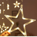 Plug-In LED String Lights 3-Mtr 12 Stars 120 LED String Lights Home Decorative Curtain String Light for Christmas EID Ramadan