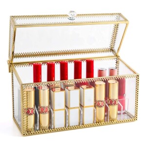 Lipstick Storage Case with Lid,Cosmetic Storage Box,40 Slot Transparent Clear Lipstick Holder Display Case