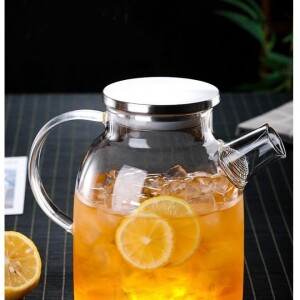 Glass Water Pitche,Borosilicate Glass Teapot for Hot/Cold Water Glass Water Kettle 1.6L