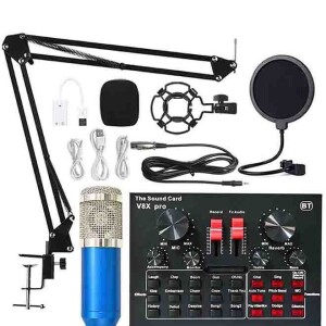 BM800 V8XPro Wireless Karaoke Microphone Sound Card Professional Condenser With Cantilever Rack For Live Streaming Studio Equipment