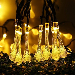 Water Droplet Bulbs String Light 3mtr 20 LED Warm White Battery Powered LEDs Strip Lights for Christmas EID Ramadan