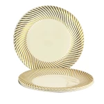 Rosymoment Disposable party plate 7 inch white and golden color 10 pieces set