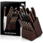 15-piece Block Knife Set with Sharpener and Scissor| Knife Set with Stand | Professional Knife Set | Chef Knife Professional | Kitchen Knives | Block Knife Sharpener