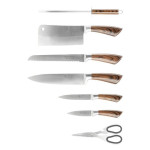 EDENBERG Kitchen Knife Set | Knife Set Holder for Kitchen with Carbon Stainless Steel | Multipurpose Knives Set Stand (Silver-Brown)