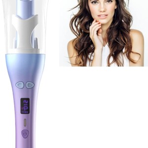 Auto Hair Curler,Portable Rotating Curling Iron Wand with 4 Temps and 3 Timer Settings