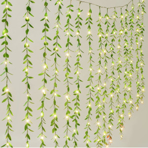 Artificial Leaf Vines Fairy String Lights Curtain String LEDs 4Mtr 300 LED Warm White String Light Electric Plug Powered