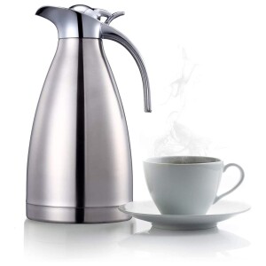 68 Oz Stainless Steel Thermal Carafe,2 Liter Double Walled Vacuum Insualted Coffee Tea Pot With Lid,Vacuum Flask Hot Water Bottle,12 Hour Cold & Heat Retention (Silver)