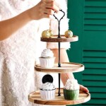 3-Tier Wooden Cake Stand,Decorative Fruit Snack Display Tray