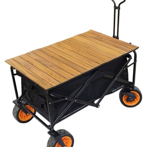 Outdoor Utility Wagon Foldable for Camping,Heavy Duty Folding Cart Wagon with 7'' Widened All-Terrain Wheels
