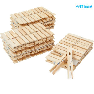 Wooden Clothespins Natural Bamboo Clothes Pegs Anti Rust and Moisture Resistant Wooden Craft Pins Durable Clothing