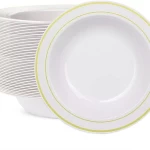 Rosymoment Plastic Bowl Set Of 10 Pieces, Gold