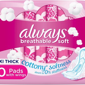 Breathable Cottony Soft Maxi Thick, Large Sanitary Pads, 30 Pads with Wings