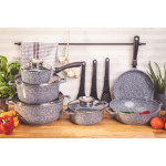 EDENBERG 15-piece Round Cookware Set| Stove Top Cooking Pot| Cast Iron Deep Pot| Butter Pot| Chamber Pot with Lid