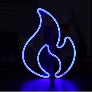 Flame Neon Sign, LED Hanging Light, USB/Battery Powered, for Bedroom Wall Decoration, Kids Room, Restaurant, Party, Bar, Birthday Gift (Blue)