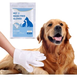 6 Pieces Clean Wash Free Gloves, Disposable Pet Grooming Gloves(1 Pack)