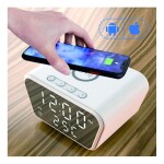 Digital Alarm Clock with Wireless Charging,Smart Desk Small Clock with 3 Alarms,4 Brightness,LED Display