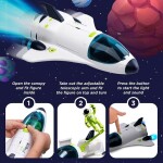 4-in-1 Space Playset for Kids,Rocket Ship Toys with Space Shuttle, Astronaut Figures, Space Rover, Spaces Station,Aerospace Model Space Figure Toys with Sound and Lights