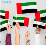12 Pcs UAE National Day Celebration Flags Hand Held Flags Emirati National Days Flags Wood Hand Grip UAE Flags for Cars