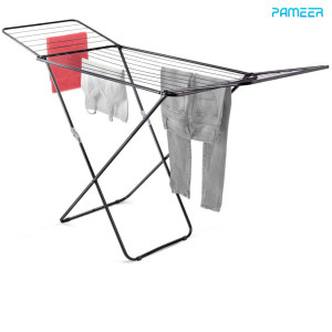 Metallic Cloth Drying Stand Steel Clothes Dryer Rack Winged Airer Laundry Clothing Rack Foldable for Air Drying Washing