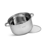 12 pcs cookware set 6 stainless steel pots glass lids 100% food safe material dishwasher microwave Safe- Silver