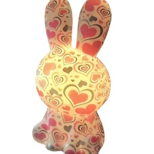 Bunny Night Light for Kids,16 RGB Color-Changing Desk Lamp with Touch Sensor and Remove Control,(Heart)