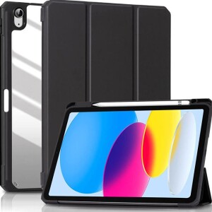 Case for New iPad 10th Generation 10.9 Inch 2022 - Shockproof Cover with Clear Transparent Back Shell with Pencil Holder, Auto Sleep/Wake Cover