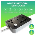 6 USB Ports Power Strip With 3 AC Sockets And 6 USB Port