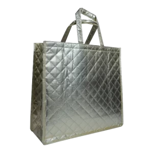 Rosymoment Gift Bag, Shopping Bag With Handle Size 46x35x11cm Color Silver