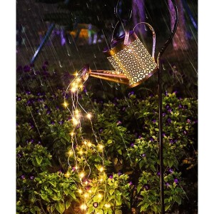 Solar Lights Outdoor for Garden,Watering Cans Crackle Metal Solar Yard Garden Stake Lights,Waterproof LED Lights for Garden,Lawn,Patio or Courtyard