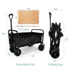Outdoor Utility Wagon Foldable for Camping,Heavy Duty Folding Cart Wagon with 7'' Widened All-Terrain Wheels