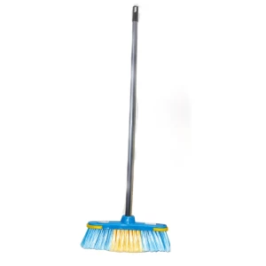 Cleano Plastic Bristle Broom, Heavy Duty Broom, Long Handle For Sidewalks, Decks And Outdoor Surfaces, Perfect For Home Kitchen Room Office Floor