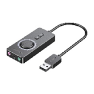 USB 2.0 External Stereo Sound Adapter with Volume Control 0.5M Black ABS Type