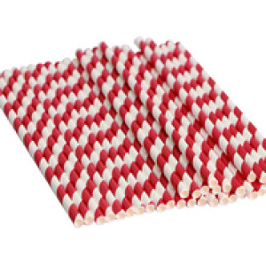 25-Piece Packing Disposable Paper Drinking Straws, White/Red