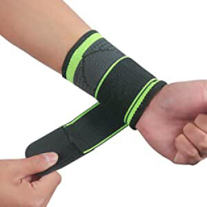 Adjustable Wristbands Weight Lifting Wrist Support, 2 Piece, Black/Green