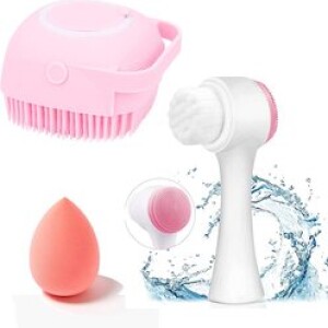 facial CLEANINSING BRUSH AND SILICONE MASSAGER BRUSH THREE IN ONE PACKING