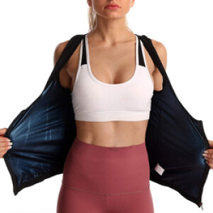 Sauna Sweat Waist Trainer Vest Sweat Tank Top Shaper for Women with Zipper, Small, Black