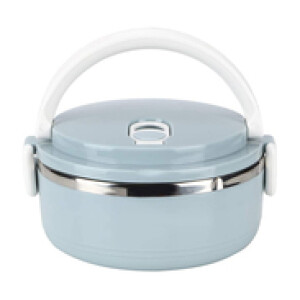 Portable Round Metal Stainless Steel Insulated Lunch Box with Air Hole, Blue