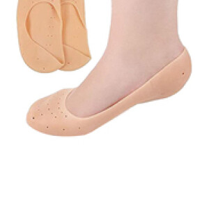 Moisturizing Silicon Full Length Socks for Crack Heels and Pain Relief for Men & Women, 1 Pair, Beige
