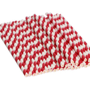 200-Piece Disposable Paper Straws, White/Red