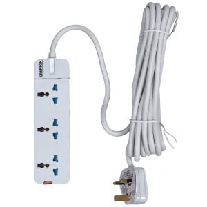 Krypton 3 Way Extension Socket- KNES5080| Equipped with 750-Degree Fire Proof Temperature| 5 M Cord, Ideal