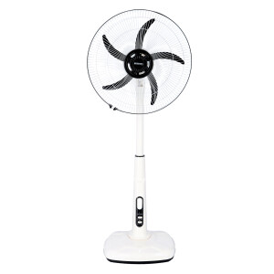 18" Rechargeable AC/ DC Stand Fan, Remote Control, KNF6245 | 3.5hrs Continuous Working Fan & LED Light 55hrs | Solar Charging Input
