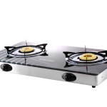 Krypton KNGC6014 Double Gas Burner - Stainless Steel Frame and Tray - 2 Burner (90mm,70mm) - Flame Gas Burner with 8mm Tempered Glass 