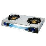 Krypton Stainless Steel Double Gas Burner with  2 Burners | KNGC6034 | Stainless Steel Frame | Low Gas Consumption| Efficient Heating Gas Burner 