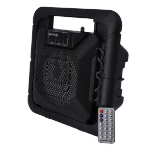 Krypton Rechargeable Portable Speaker - Comfortable Handle | USB, FM, Mic, Bluetooth & Remote | LED Disco Light, 1800 Mah Battery | Party Speaker