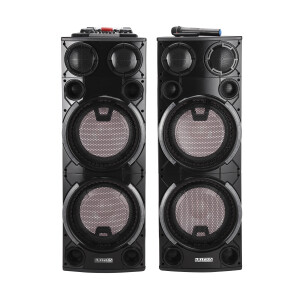 2.0 CH Professional Speaker System, Remote Control, KNMS6219 | USB, SD, FM, Bluetooth, Aux-in, Microphone Inputs | LED Display | Wireless Microphone