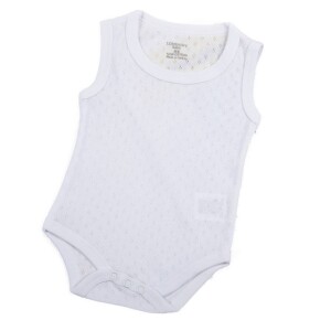Babies' Boys Pack of 3 Sleeveless Bodysuits (under wears) Sizes from 0-24 Months, 100% Cotton Collection ? White & Blue  with assorted texture