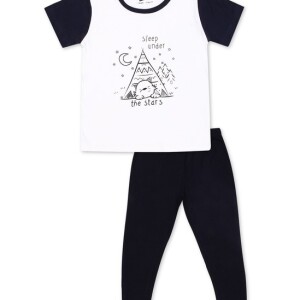 Luqu 2 Piece Toddler Kids Cotton Pyjama Set Sleepwear, Short Sleeve T-Shirt, White Sleep