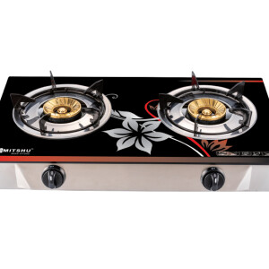 GLASS TOP DOUBLE BURNER GAS COOKER - MGS-GT202