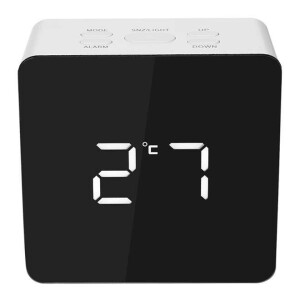LED Digital Desktop Mirror Alarm Clock Black/White