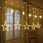 Set Of 9 LED Fairy String Star Decorative Lights Yellow 3meter